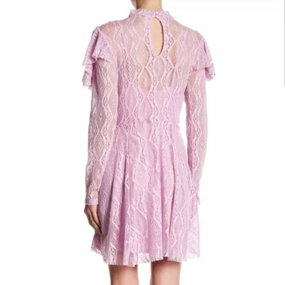 Free People Lilac Lace Ruffle Mini Dress - Picture 2 of 7
